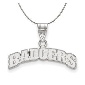 Sterling Silver U. of Wisconsin Medium Script Necklace - 20 Inch